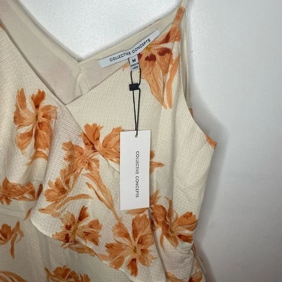 Collective concept orange/white floral dress Med - Picture 7 of 7